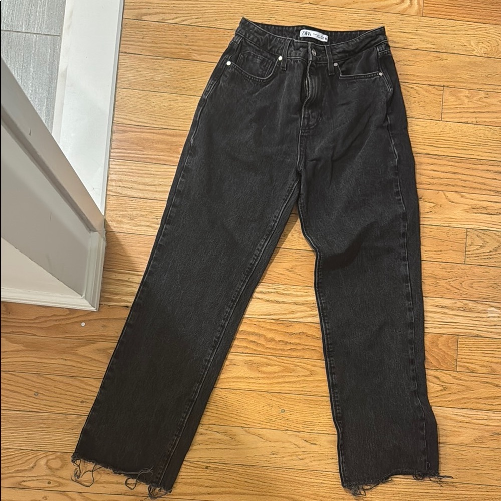 Zara Black/ dark gray straight leg jeans